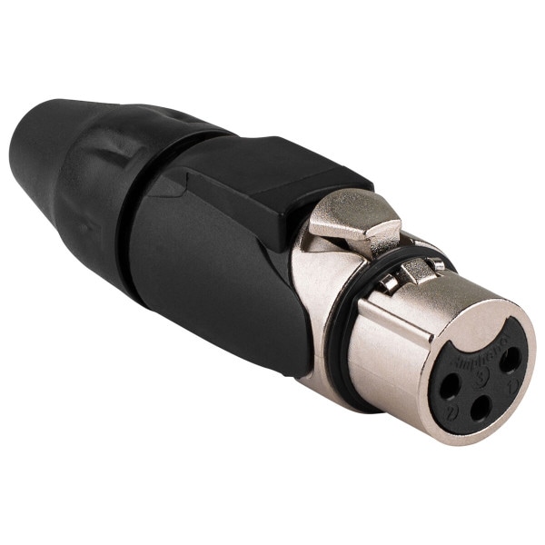 Amphenol Ax3f0m 3 Pin Female Xlr Connector Nickel With Black Sleeve 